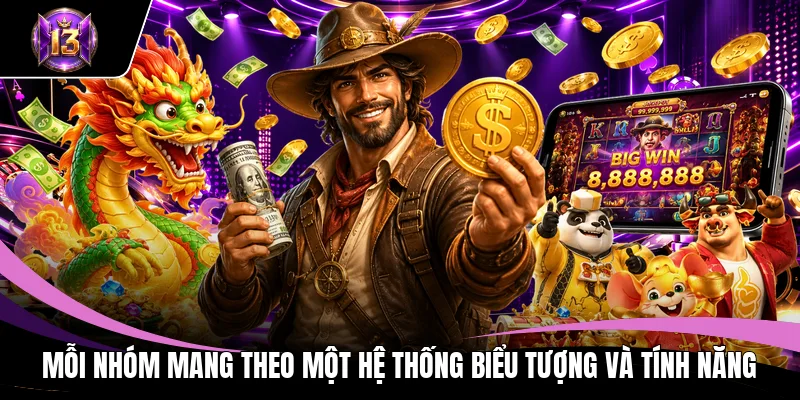 Mỗi nhóm mang theo một hệ thống biểu tượng và tính năng